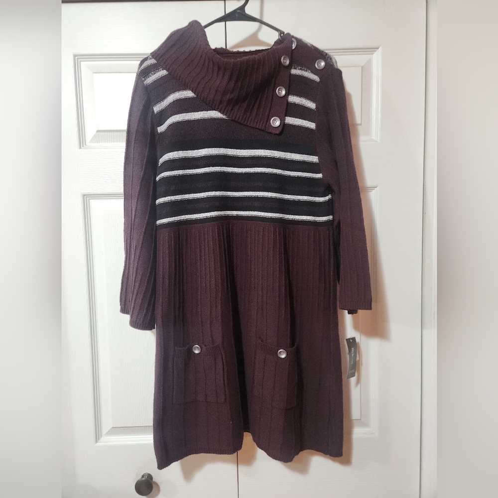 Elegant Women's Purple Sweater with Button Accents